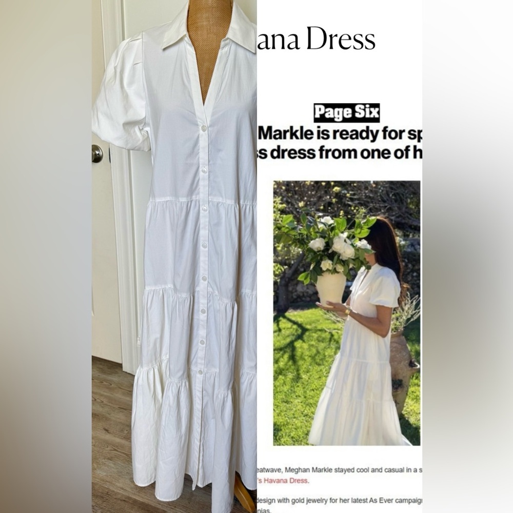 LIKE NEW Brochu Walker WHITE Havana Midi Dress Sz MEDIUM